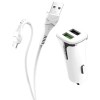 Автомобильное зарядное Hoco Z31 microUSB (белый)